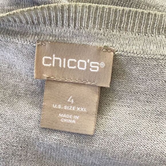 Chico’s Leopard Print Cardigan Sweater Chiffon Front Women’s (4) XXL - Picture 7 of 9